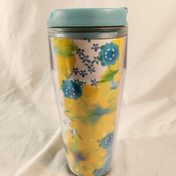 Starbucks Spring Floral Traveler Tumbler Acrylic Coffee Mug 2004 Yellow 16oz - Picture 13 of 13